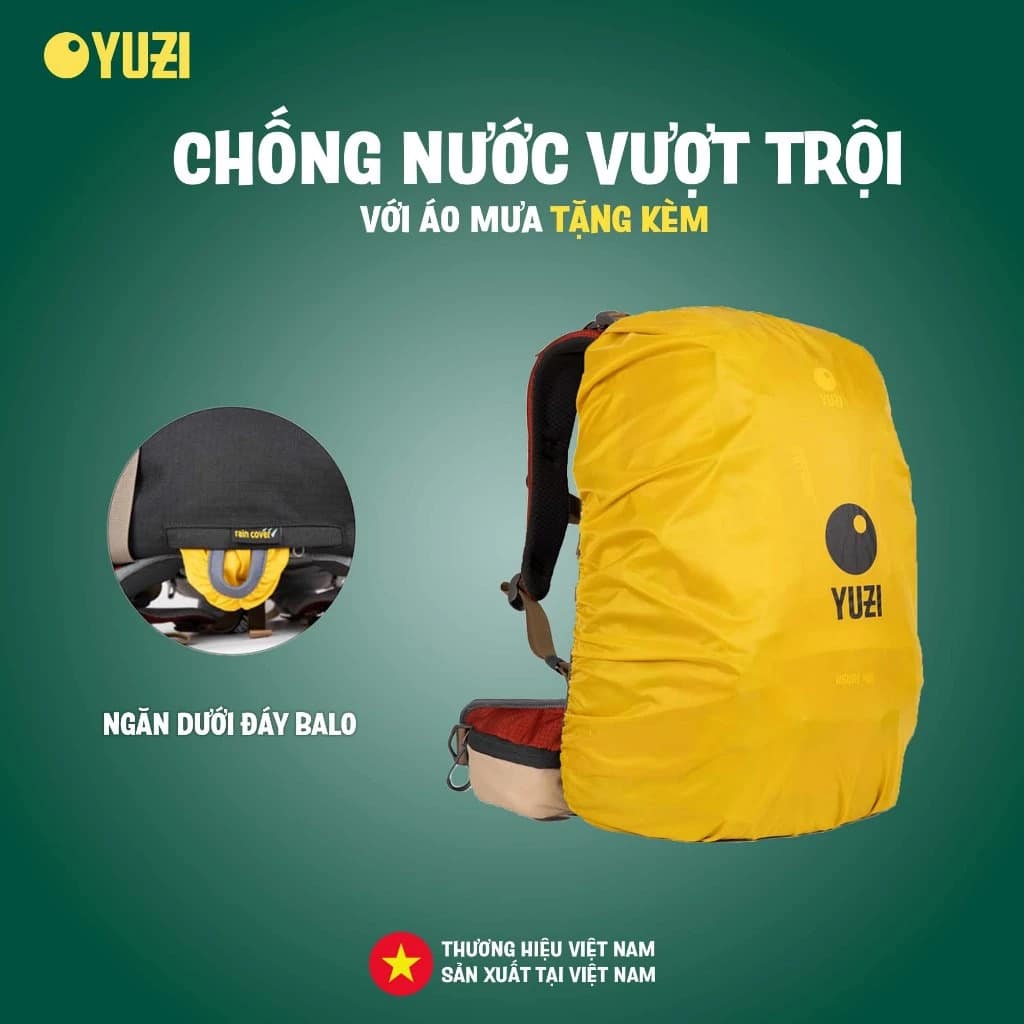Balo leo núi, trekking Yuzi Usual 40L có khung trợ lực kim loại